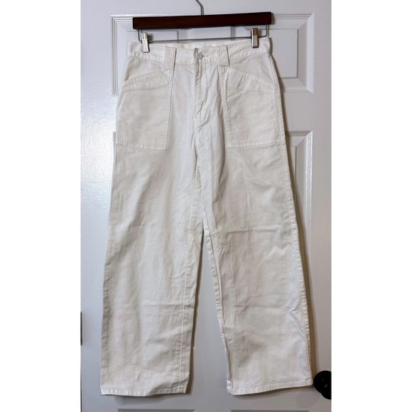 MOUSSY VINTAGE White Wide Leg Cropped Jeans Women's Size S - Picture 1 of 7